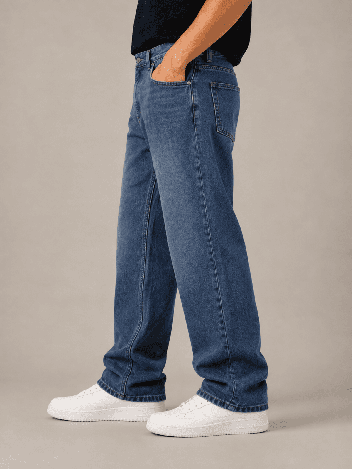 Straight Loose Fit Jeans - Faded Blue