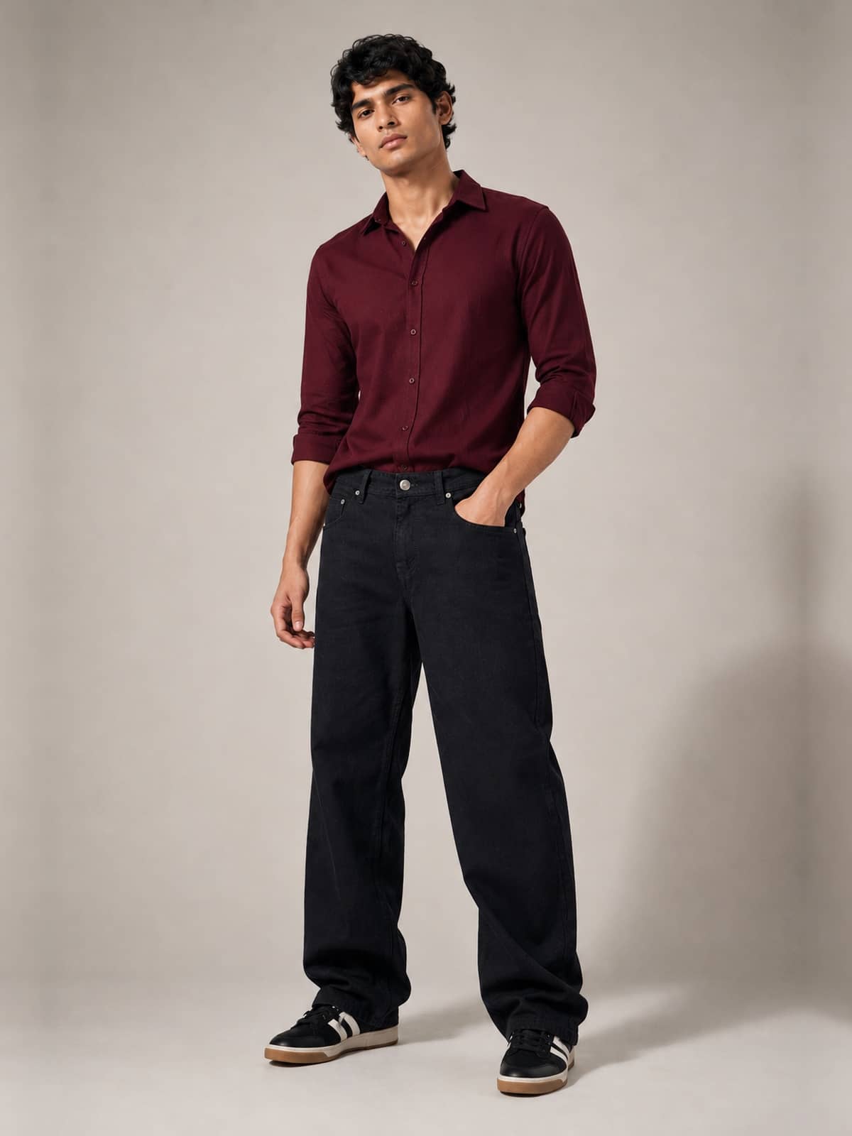 Straight Loose Fit Jeans - Z-Black