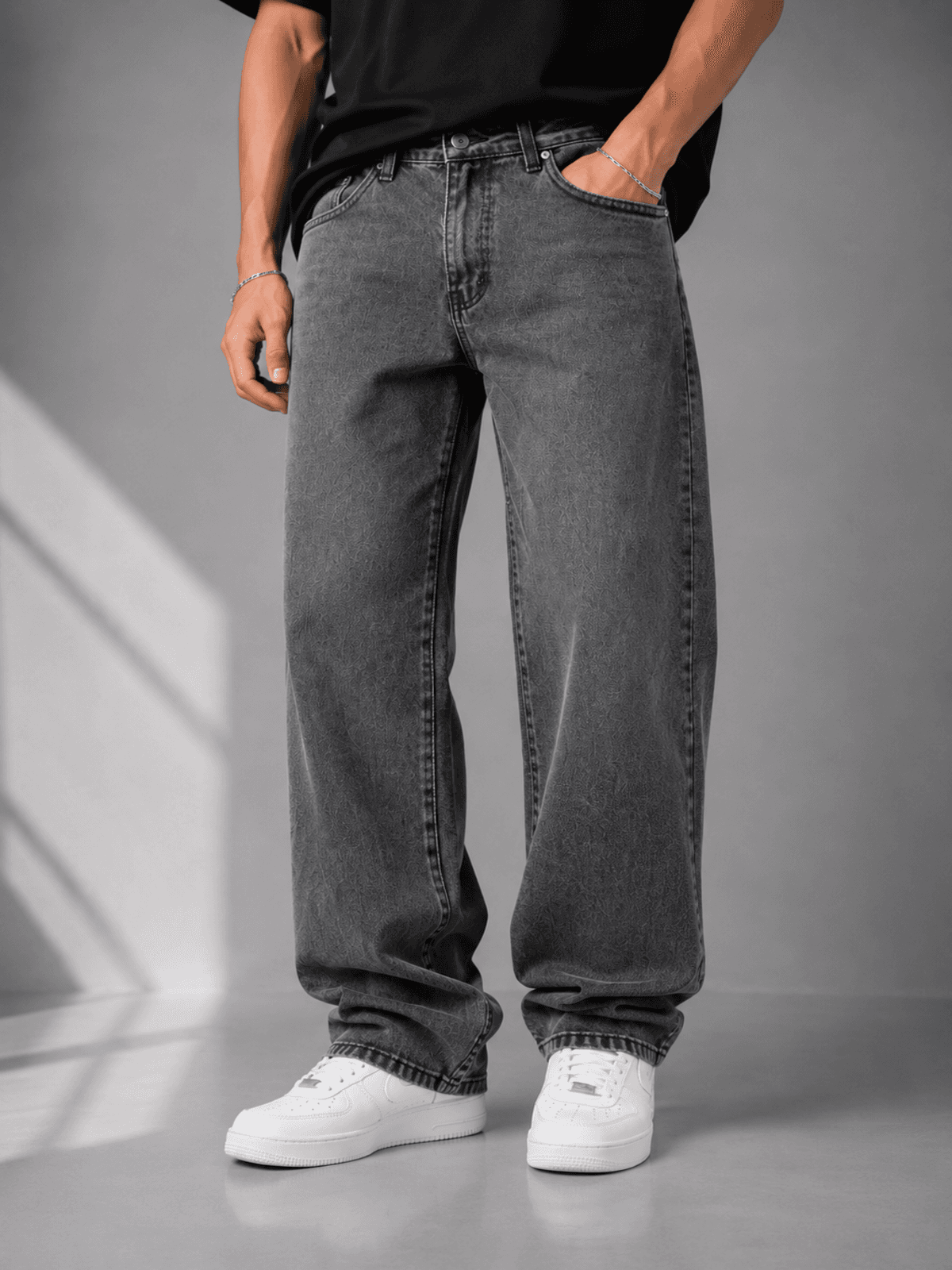Straight Loose Fit Jeans - Grey