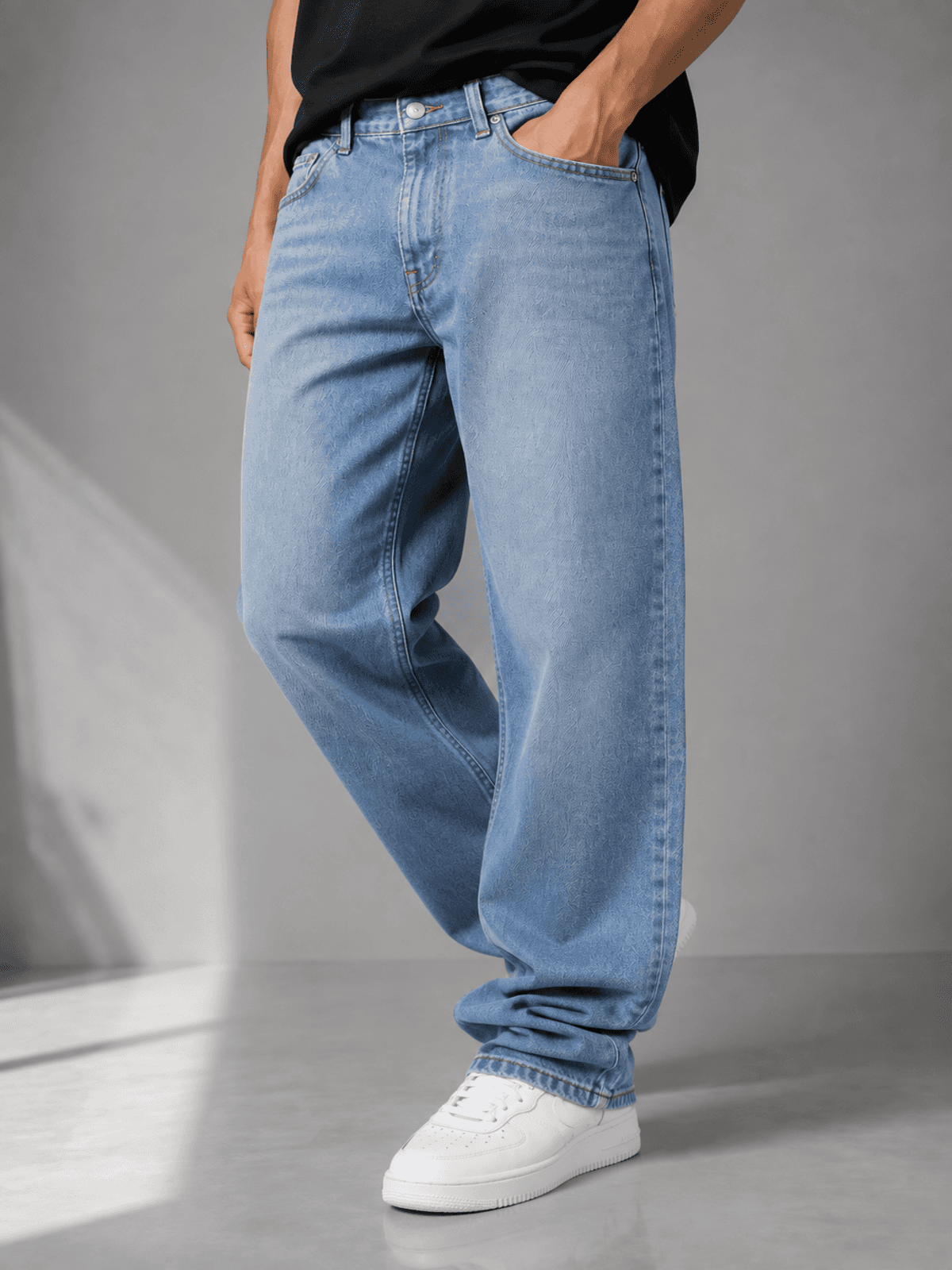 Straight Loose Fit Jeans - Ice Blue