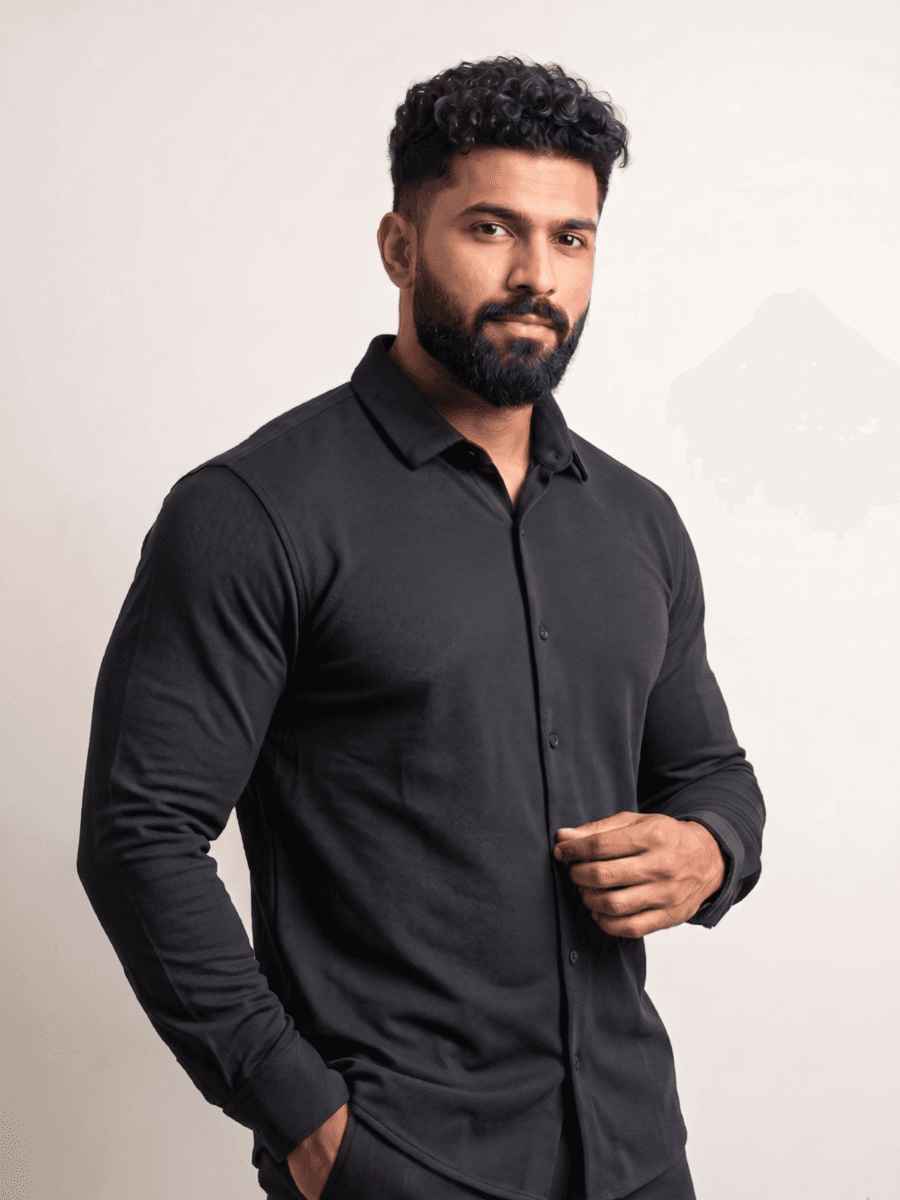 VERSIQ Full-Sleeve Pique Shirt