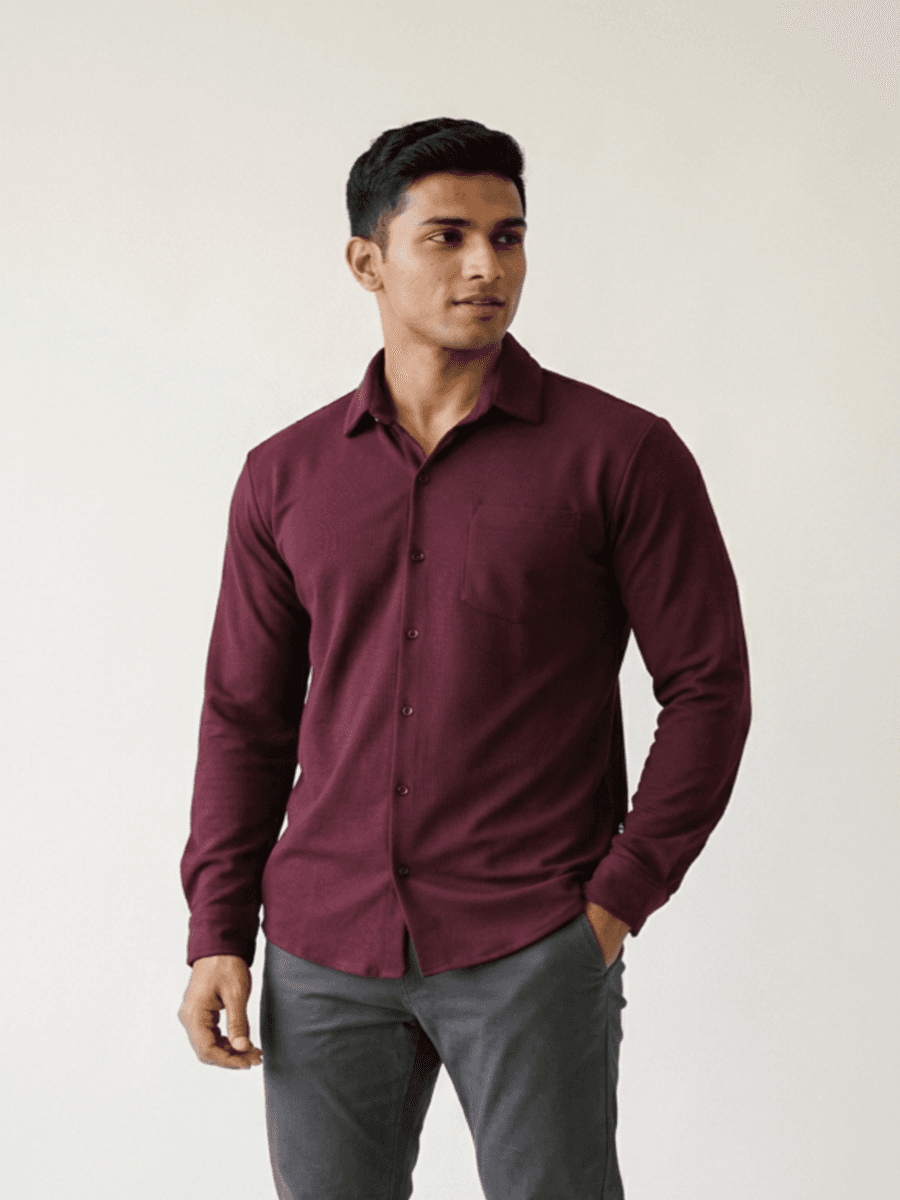 VERSIQ Full-Sleeve Pique Shirt