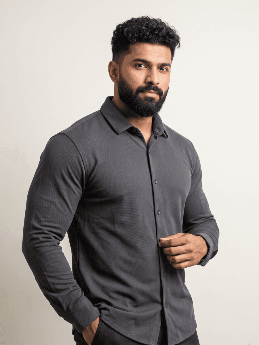 VERSIQ Full-Sleeve Pique Shirt
